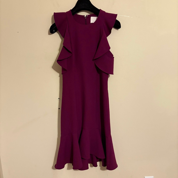 Cinq à Sept Micah Asymmetrical Purple Cold Shoulder Dress Size 2 - Picture 4 of 15